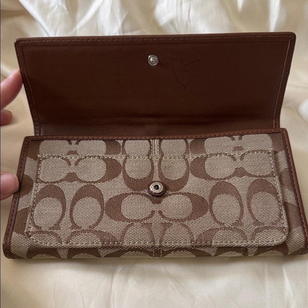Coach Signature Brown and Tan Clutch - Picture 2 of 9